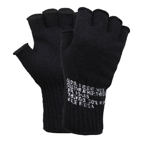 Rothco Black Fingerless Wool Gloves 8411