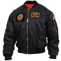 Rothco Black MA-1 Flight Jacket with Patches 7250