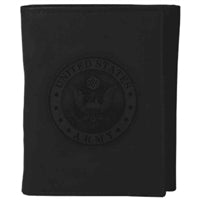 US Army Crest Embossed Trifold Black Wallet TW-27