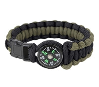 Rothco Black &amp; Olive Drab Paracord Compass Bracelet - 999