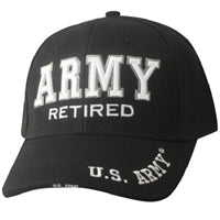 Army Retired Black Ball Cap BCD-103