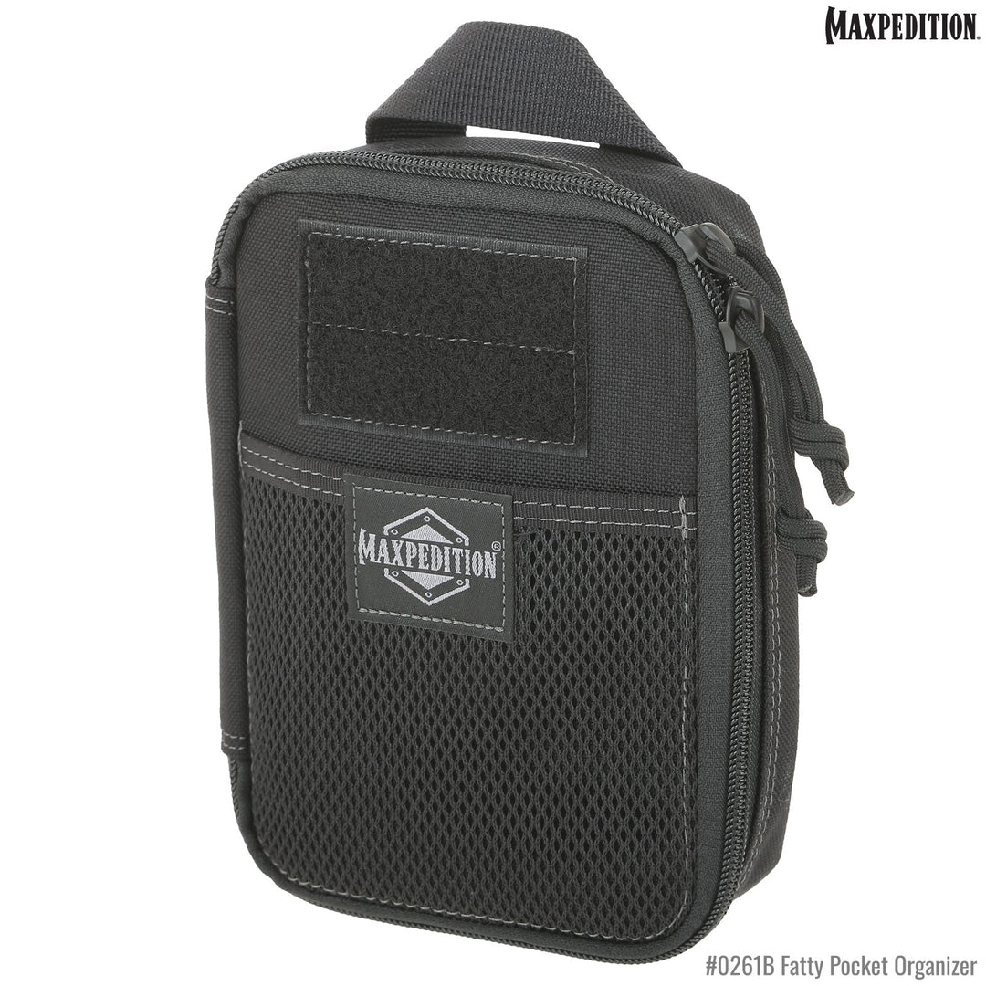 Maxpedition Black Fatty Pocket Organizer 0261B, angled view