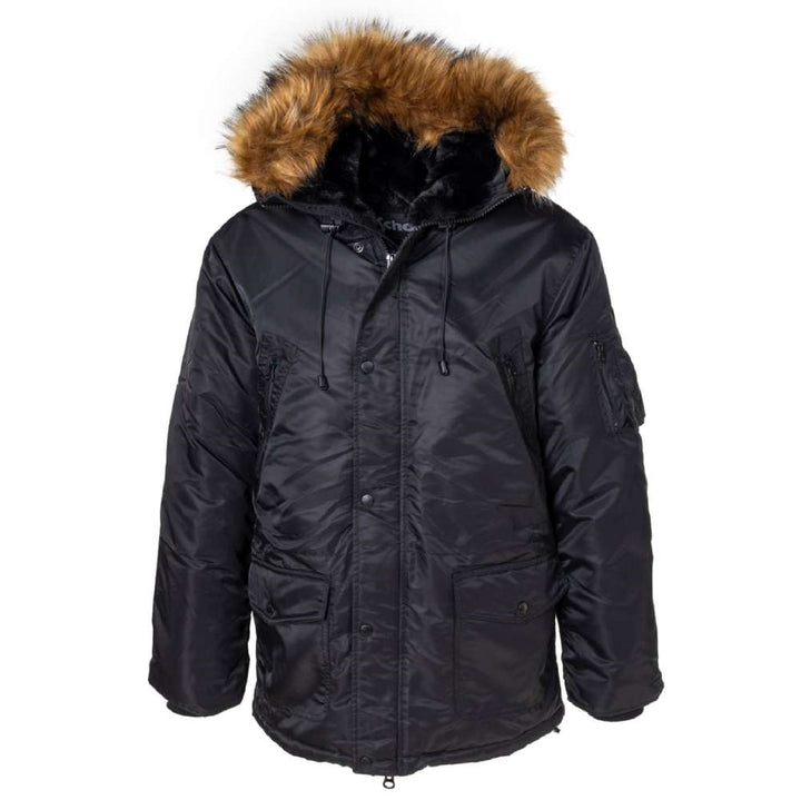 Schott Nylon Flight Satin N-3B Parka Jacket 9238 - Black