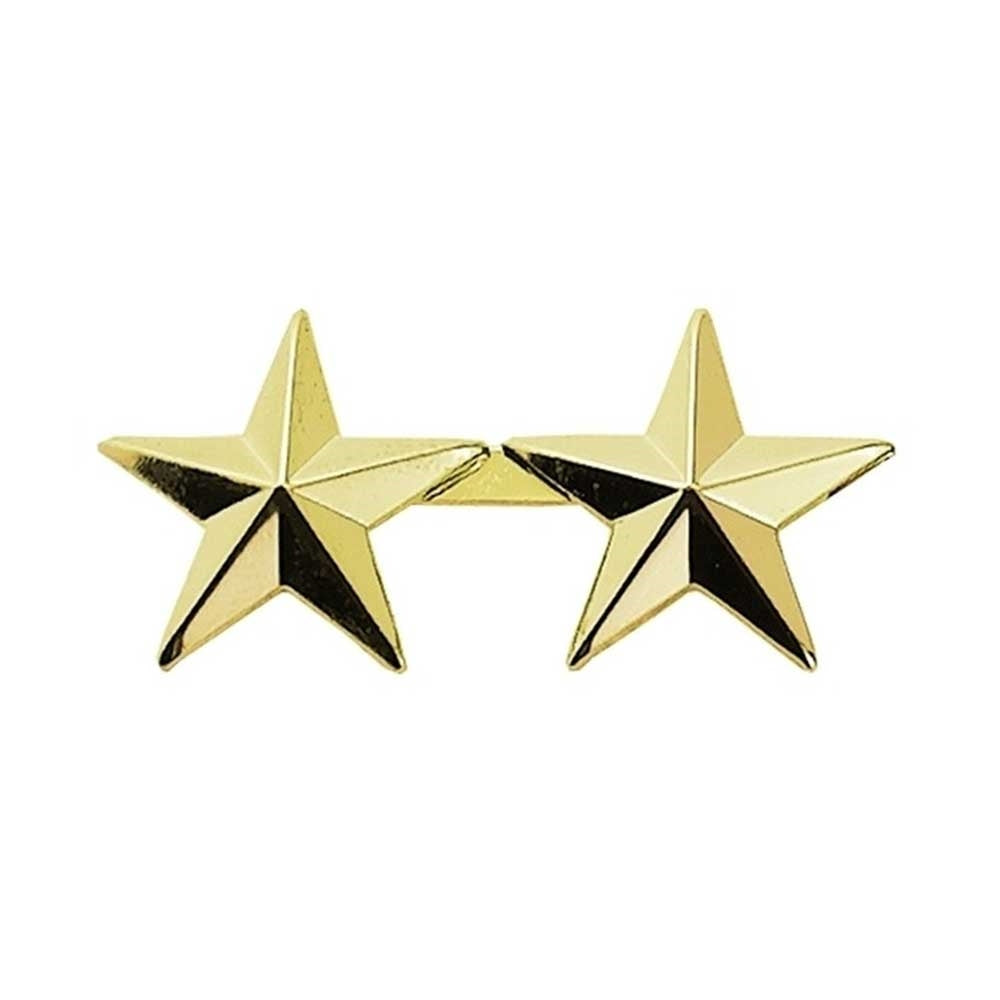 Two Star 0.5 Inch Insignia with Clutch Backs 4486