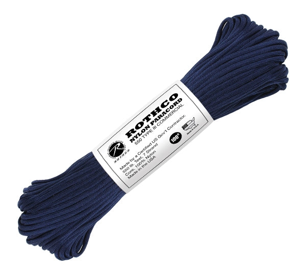 Rothco 100 Navy Blue Foot Nylon Paracord - 124