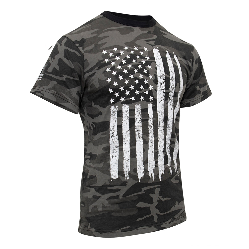Rothco Black Camo US Flag T-Shirt - 10546