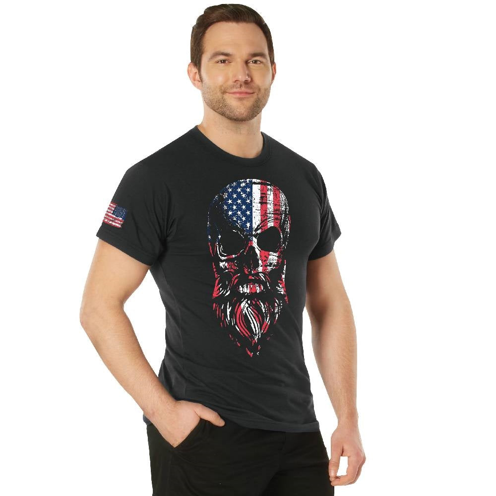 Rothco US Flag Bearded Skull T-Shirt 10812