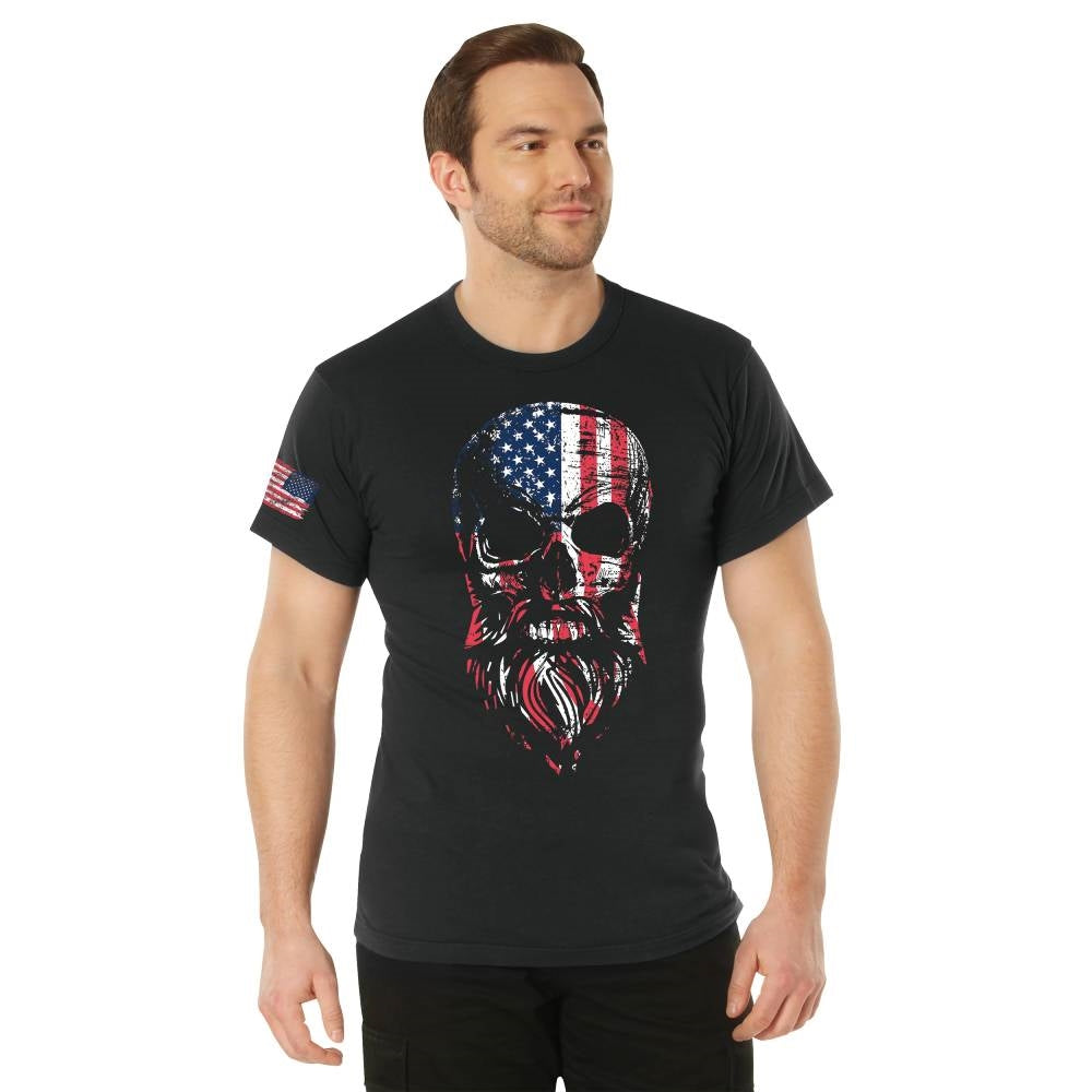 Rothco US Flag Bearded Skull T-Shirt 10812