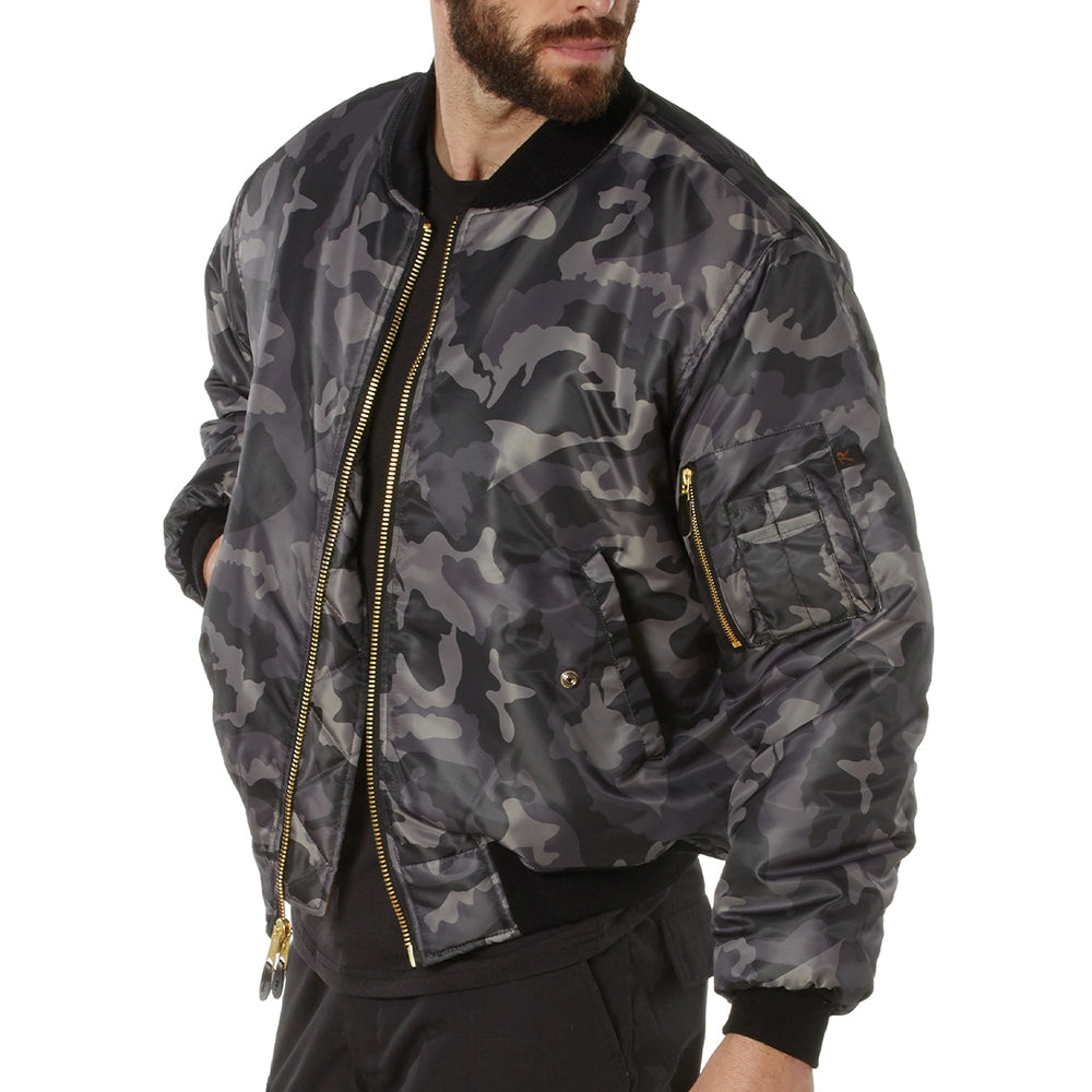 Rothco Black Camo MA-1 Flight Jacket 73330