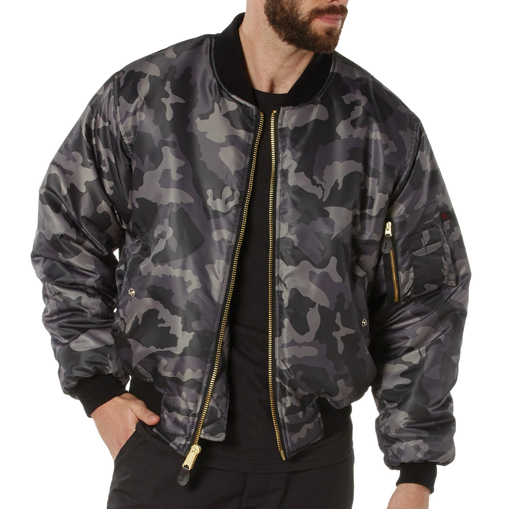 Rothco Black Camo MA-1 Flight Jacket 73330