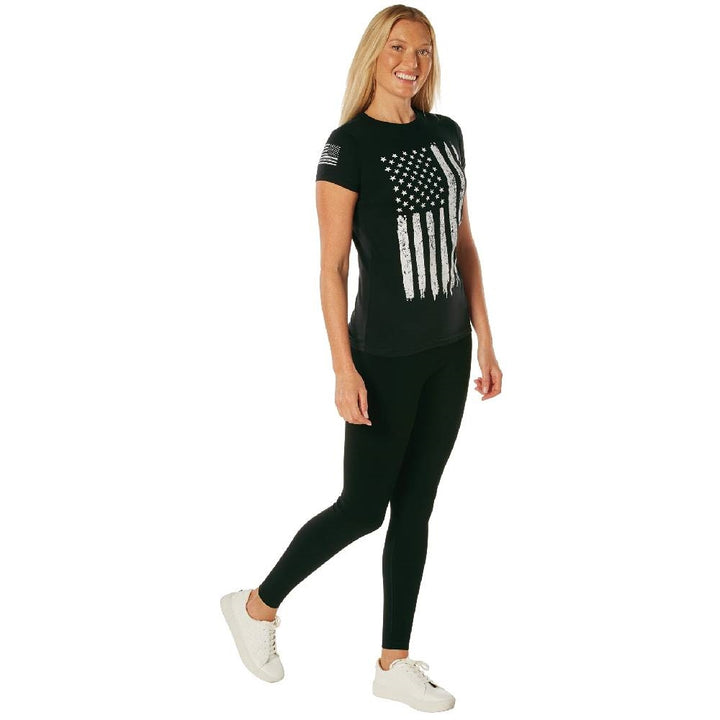 Rothco Womens Distressed US Flag Long T-Shirt 5983
