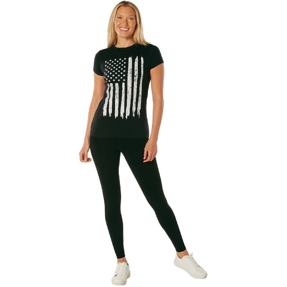 Rothco Womens Distressed US Flag Long T-Shirt 5983