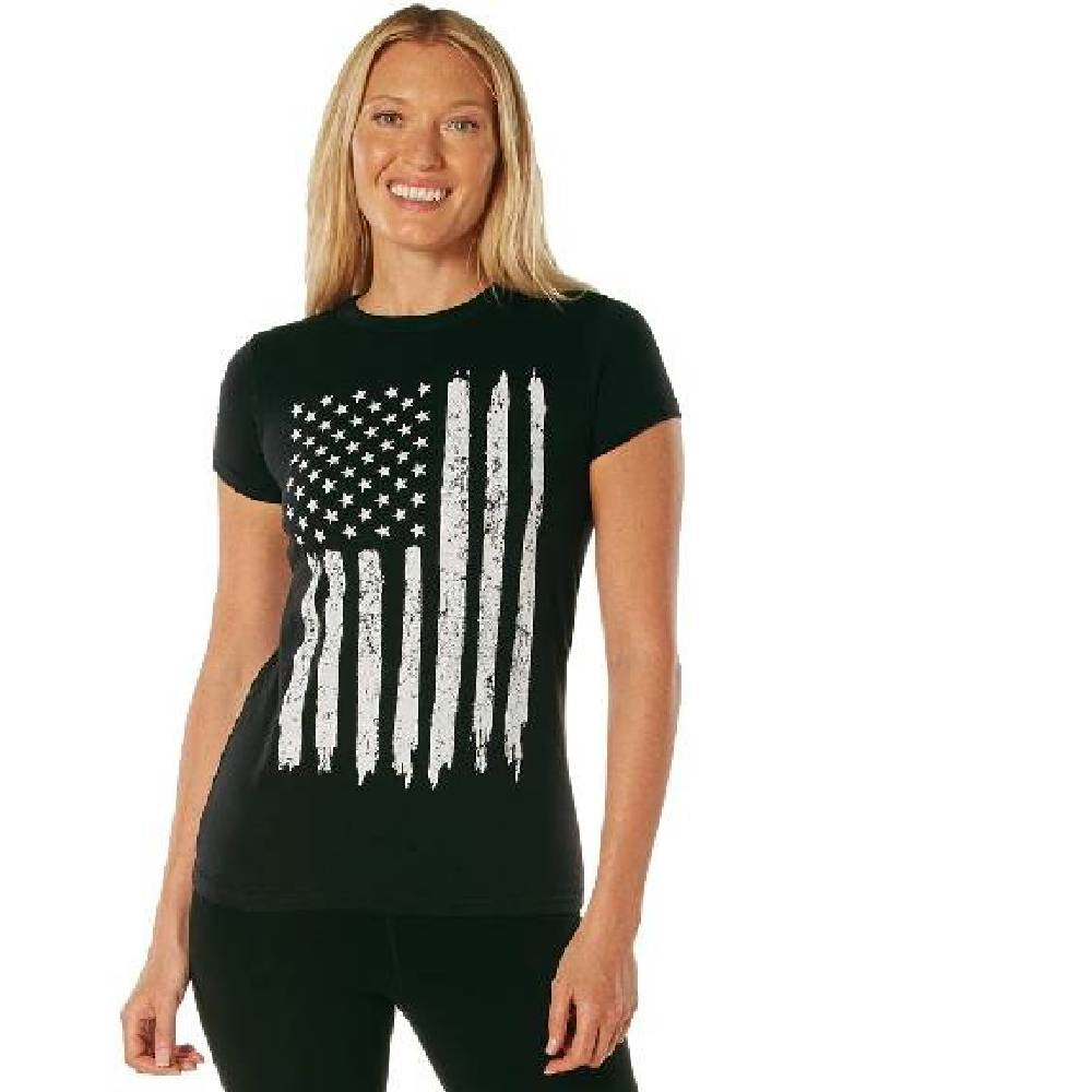 Rothco Womens Distressed US Flag Long T-Shirt 5983