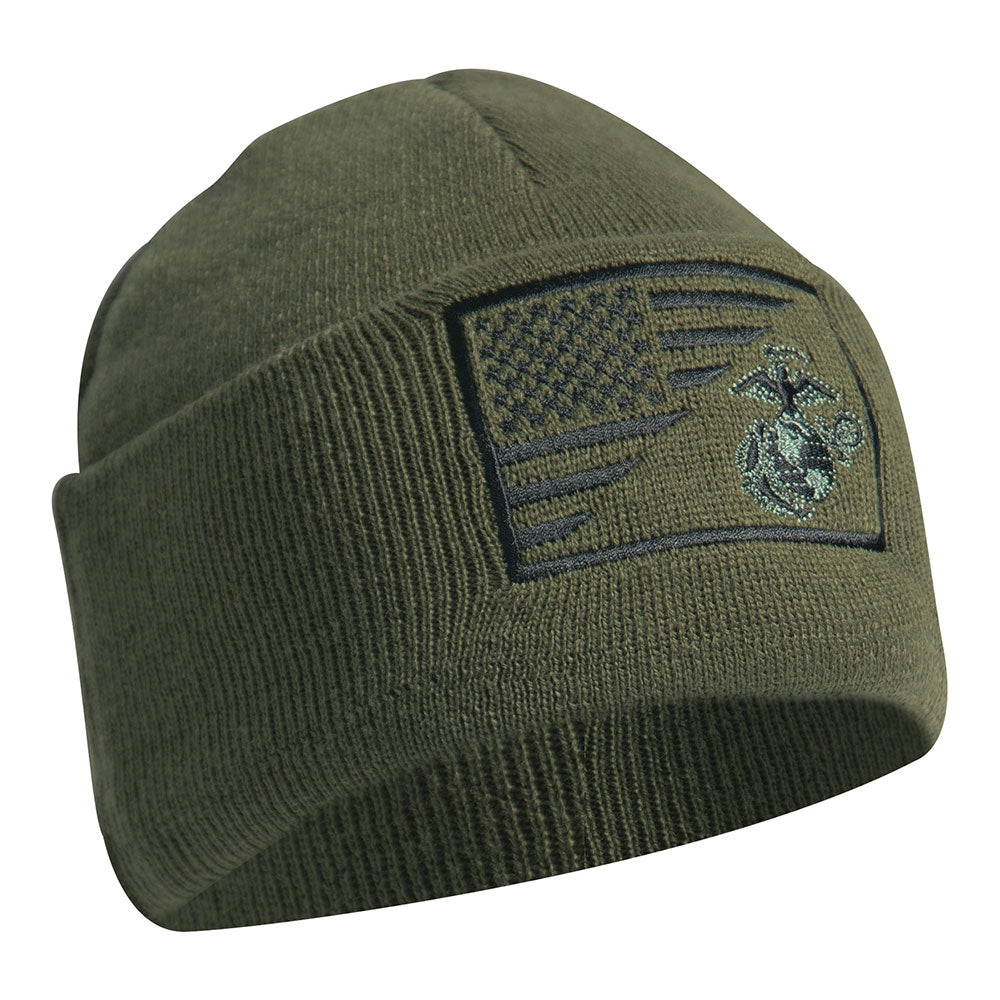 Rothco Olive Drab USMC US Flag Watch Cap 54980