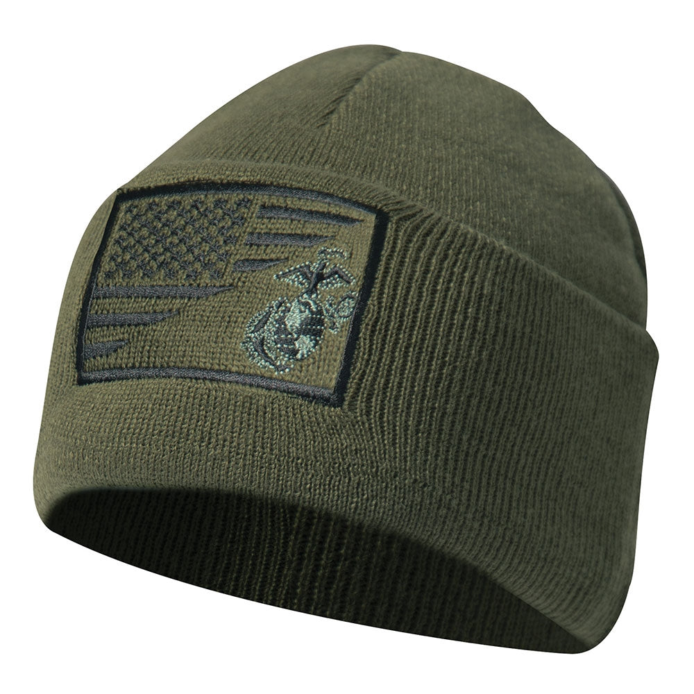 Rothco Olive Drab USMC US Flag Watch Cap 54980