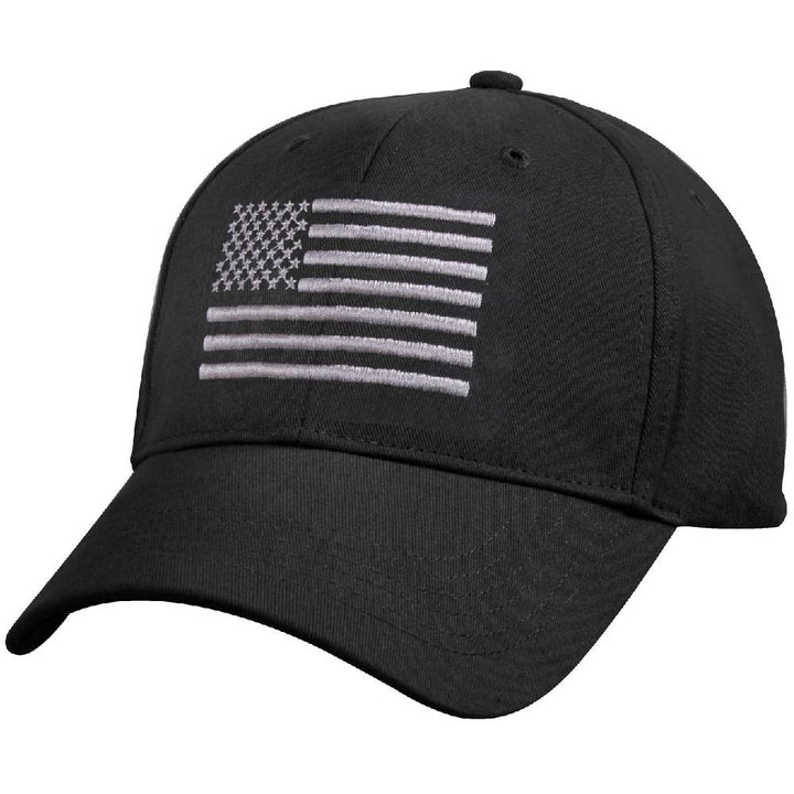 Rothco Black with Silver US Flag Low Profile Cap 8978