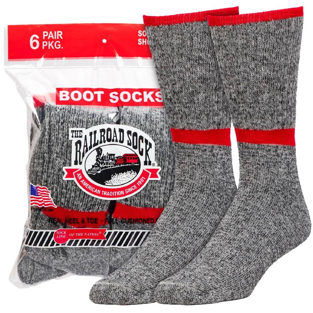 Railroad Socks Grey and Red Crew Socks 6014