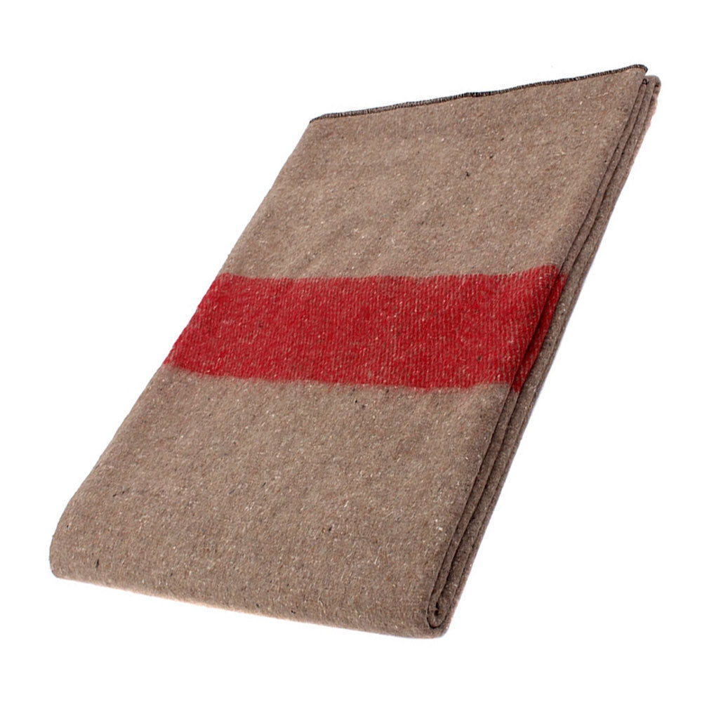 Rothco Tan With Red Stripe Wool Blanket - 10238