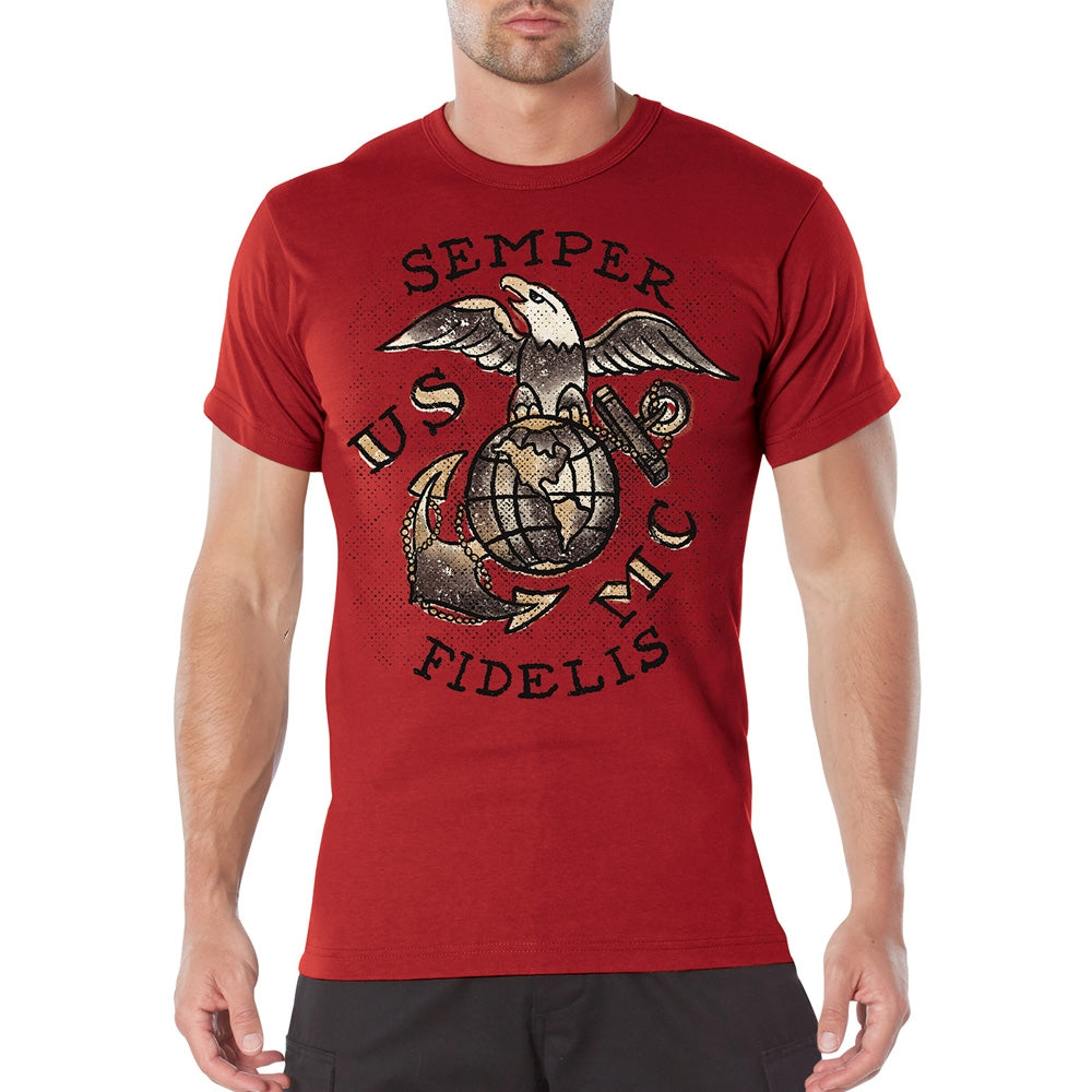 Rothco Red Usmc Semper Fidelis T-shirt 11785