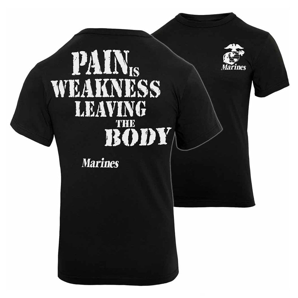 Rothco Black Marines Pain is Weakness T-Shirt - 60417