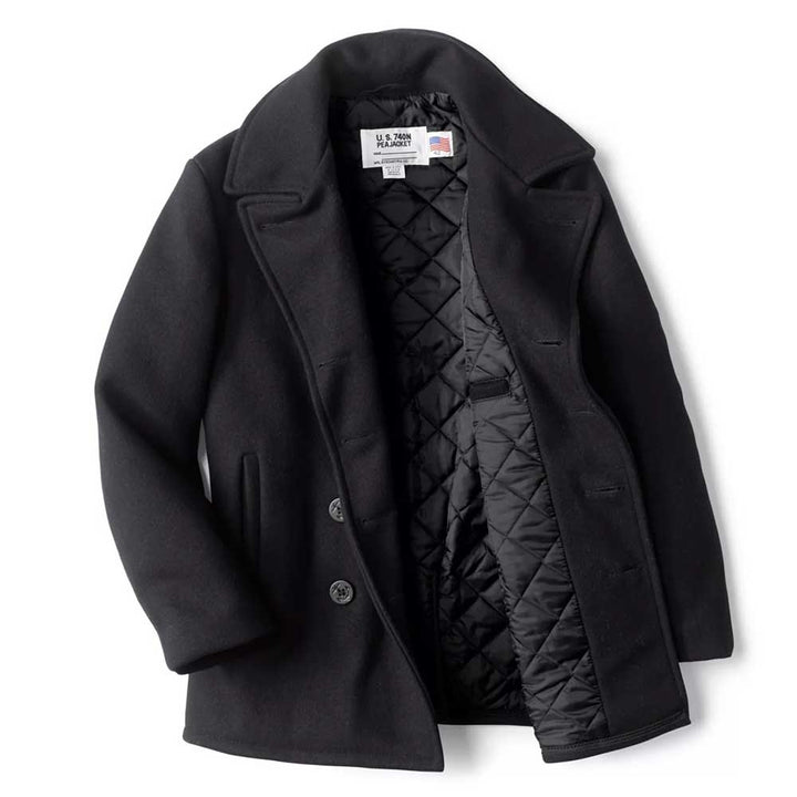 Schott Navy Wool Pea Coat - 740