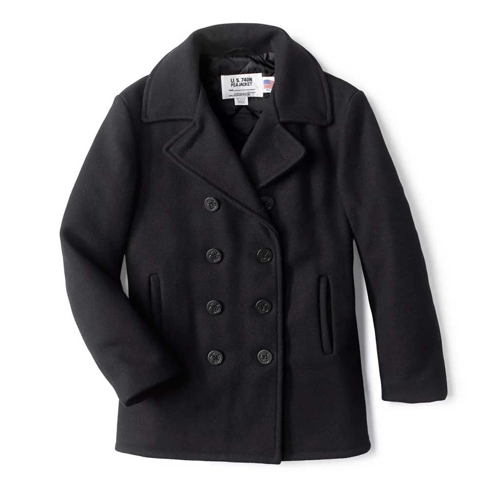 Schott Navy Wool Pea Coat - 740