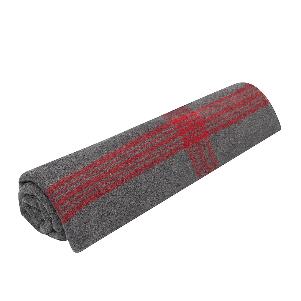 Rothco Grey With Red Striped Wool Blanket - 1096