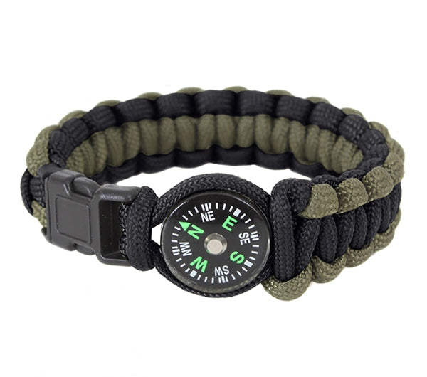 Rothco Black  and  Olive Drab Paracord Compass Bracelet - 999