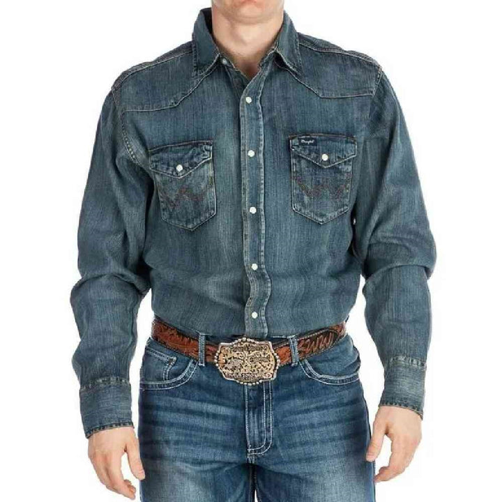 Wrangler Indigo Slub Denim Western Shirt - MS1039W
