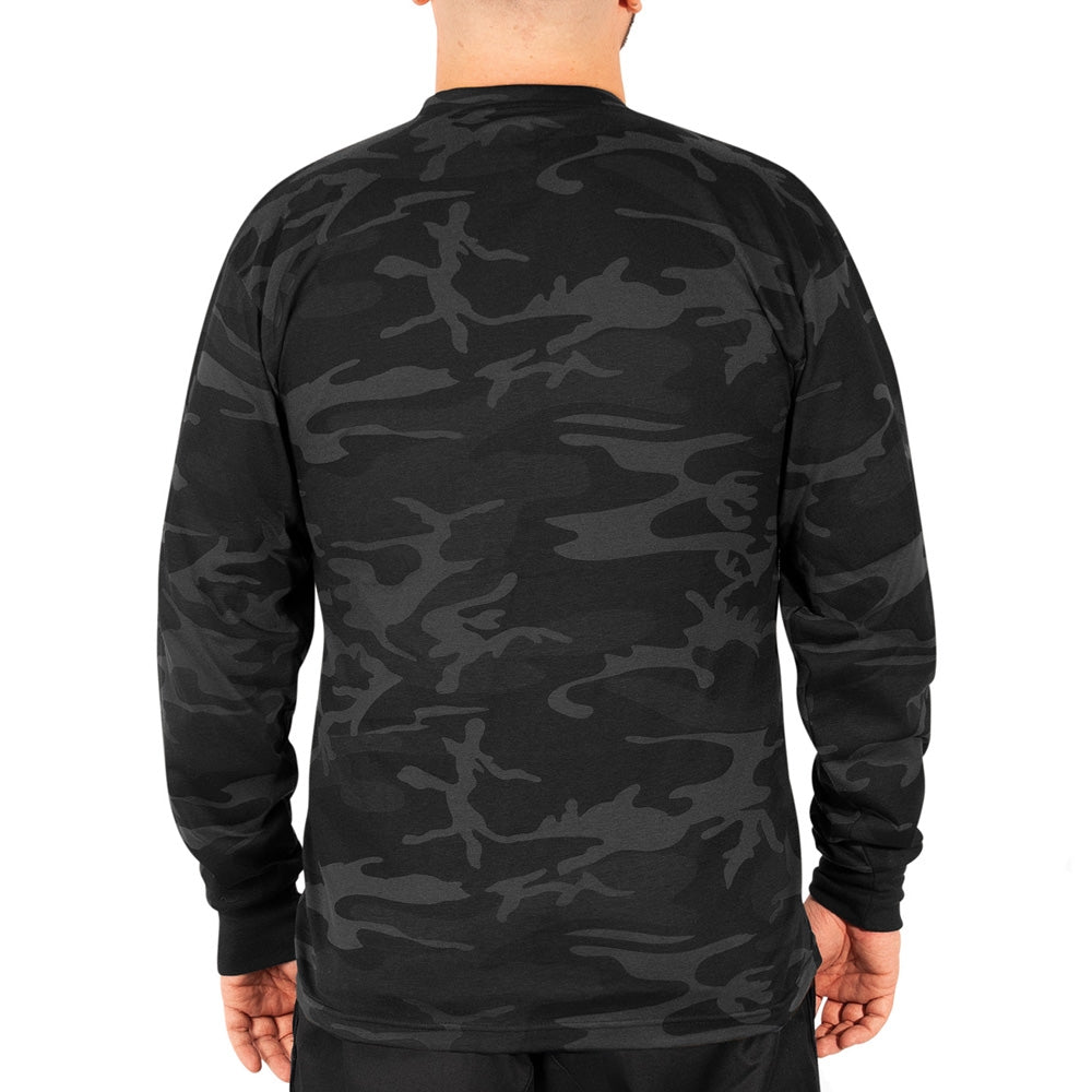 Rothco Midnight Black Camo Long Sleeve Henley T-Shirt 21040