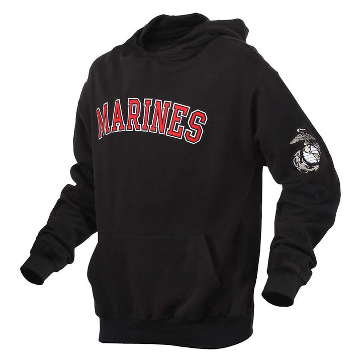 Embroidered Black Marines Pullover Hoodie 2043