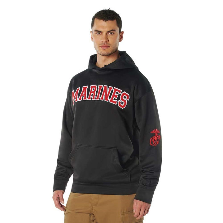 Embroidered Black Marines Pullover Hoodie 2043