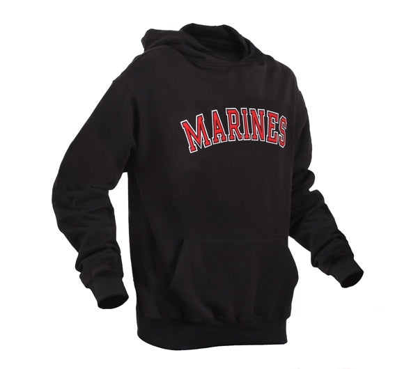 Embroidered Black Marines Pullover Hoodie 2043