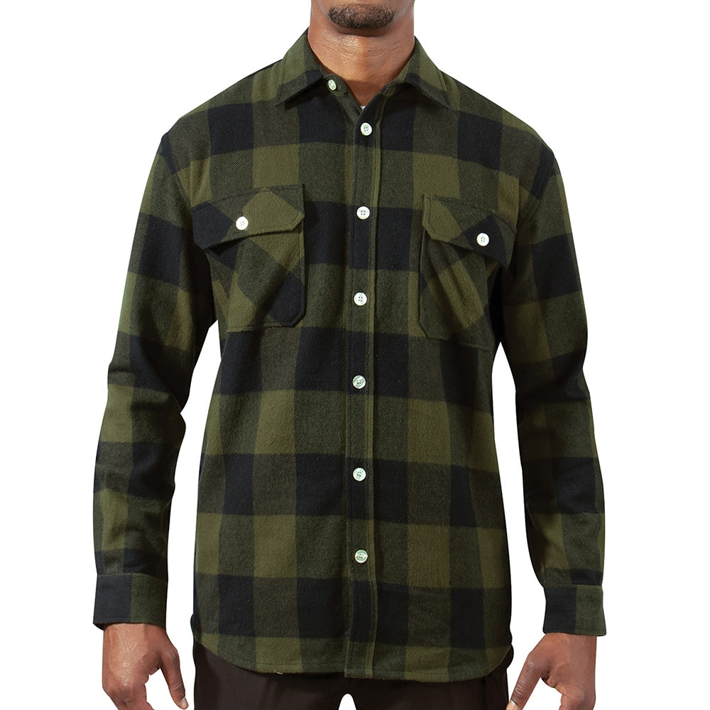 Rothco Olive Drab Heavyweight Plaid Flannel Shirt 47385
