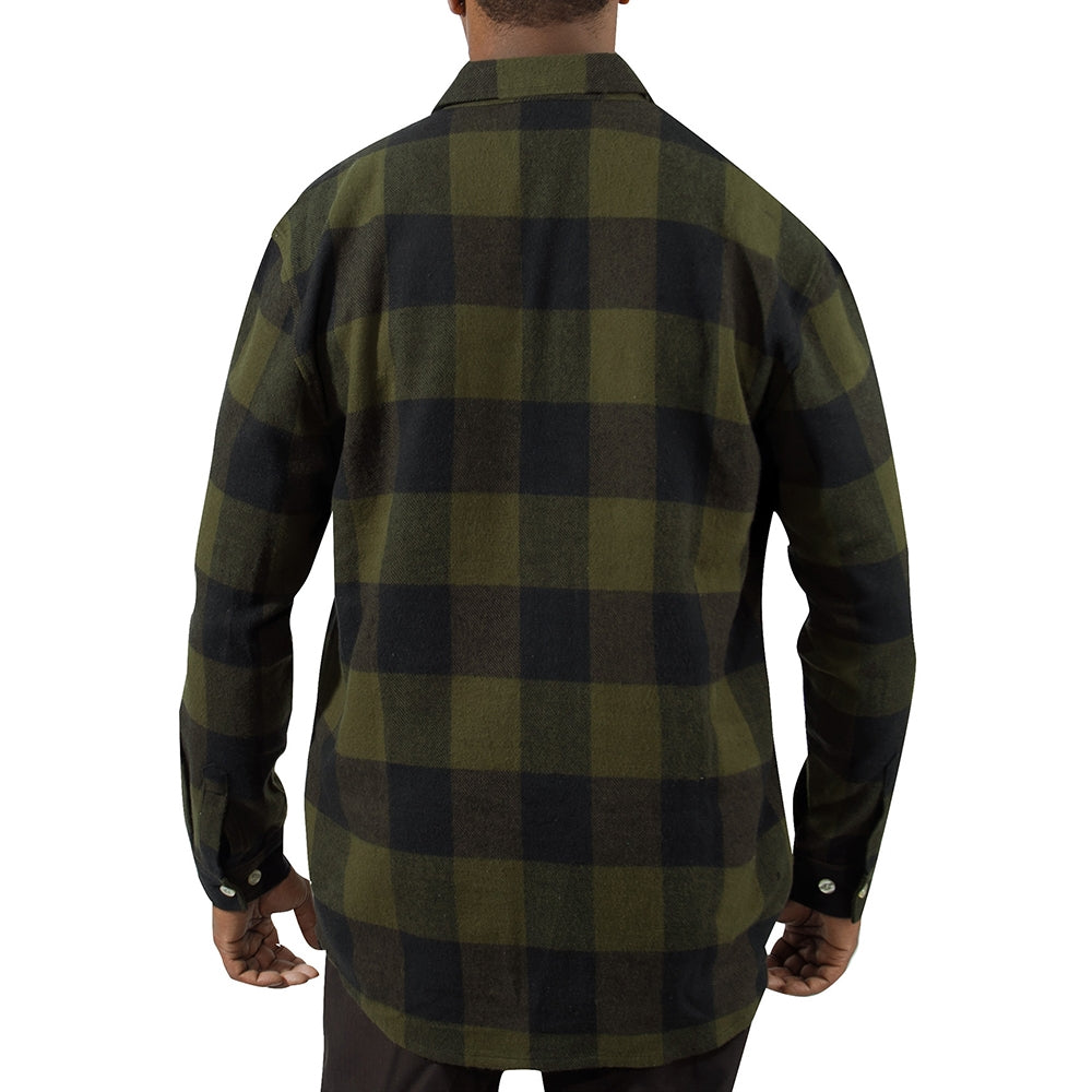 Rothco Olive Drab Heavyweight Plaid Flannel Shirt 47385