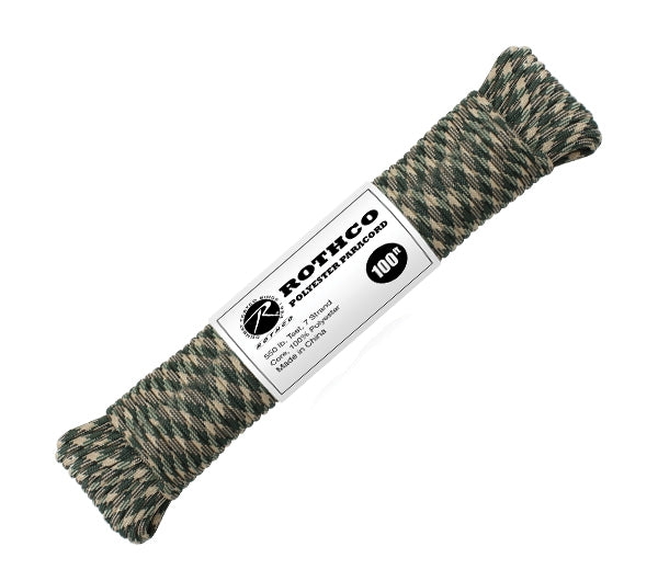 Rothco Woodland Camo 100 Foot Polyester Paracord - 30812