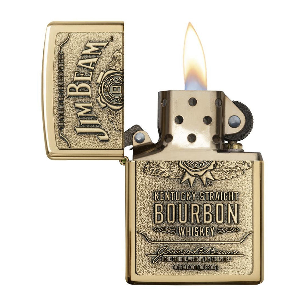Zippo Jim Beam Brass Emblem Lighter - 254BJB.929