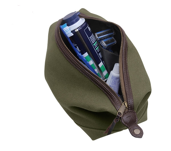 Rothco Olive Drab Canvas And Leather Travel Kit - 9866