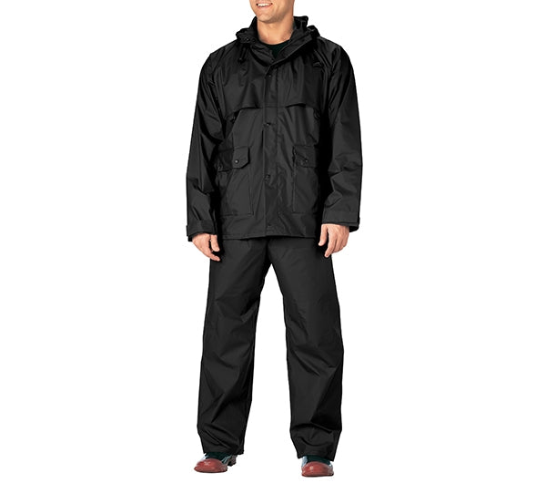 Rothco Black 2-pc Pvc Coated Nylon Rainsuit - 3765