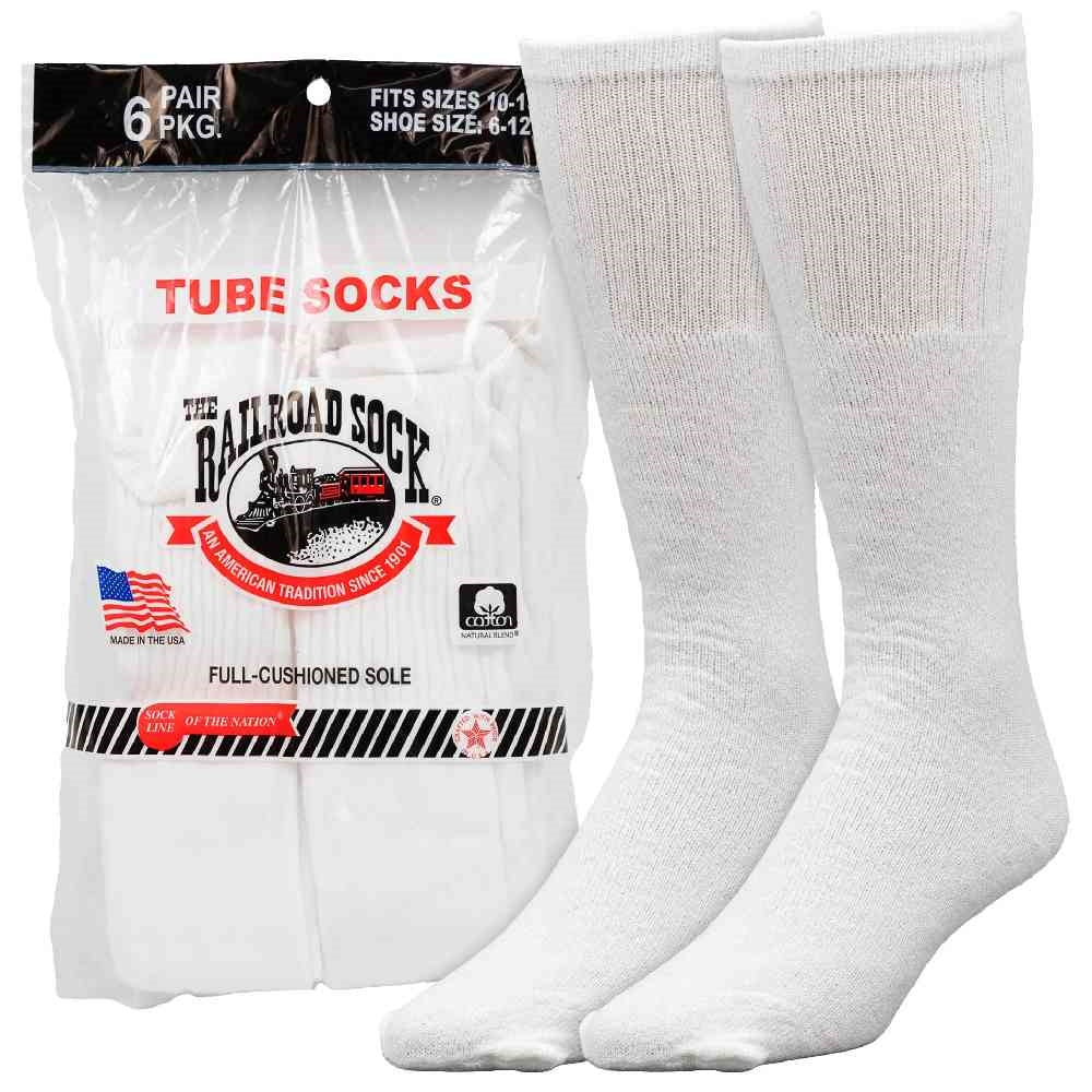 Railroad Socks Solid White Tube Socks 6075