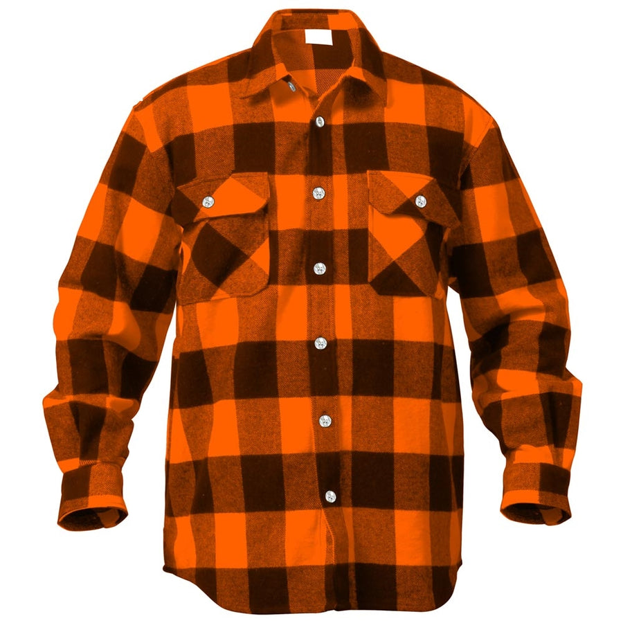 Rothco Extra Heavyweight Orange Buffalo Plaid Flannel Shirt — 4672