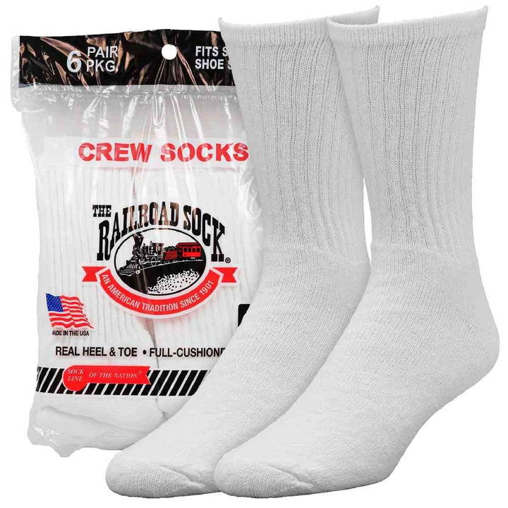 Railroad Socks Solid White Crew Socks 6070