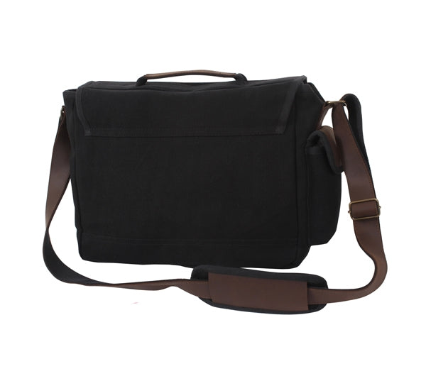Rothco Black Leather Canvas Laptop Bag - 9682