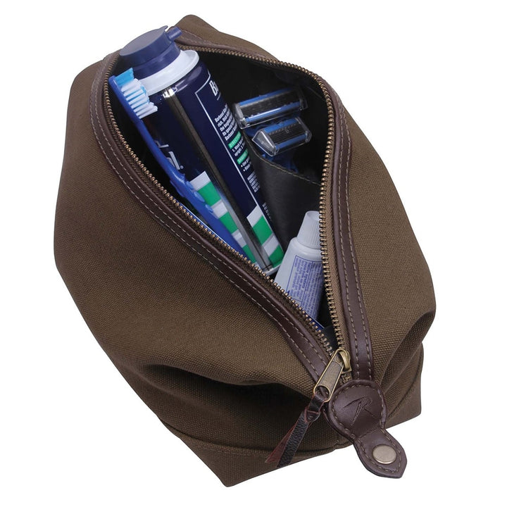 Rothco Earth Brown Canvas And Leather Travel Kit - 91261