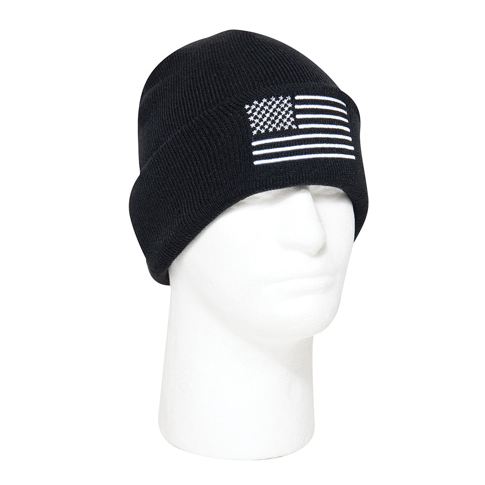 Rothco Black US Flag Watch Cap - 57877