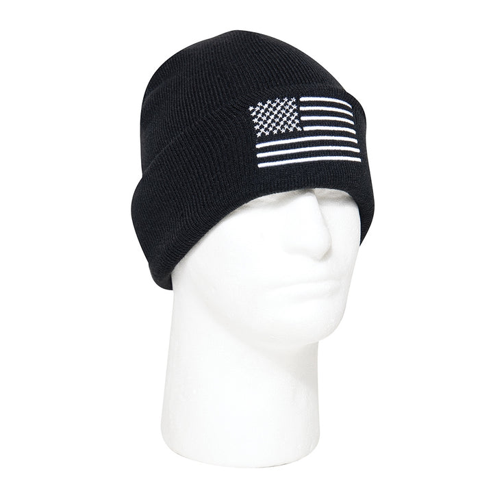 Rothco Black US Flag Watch Cap - 57877
