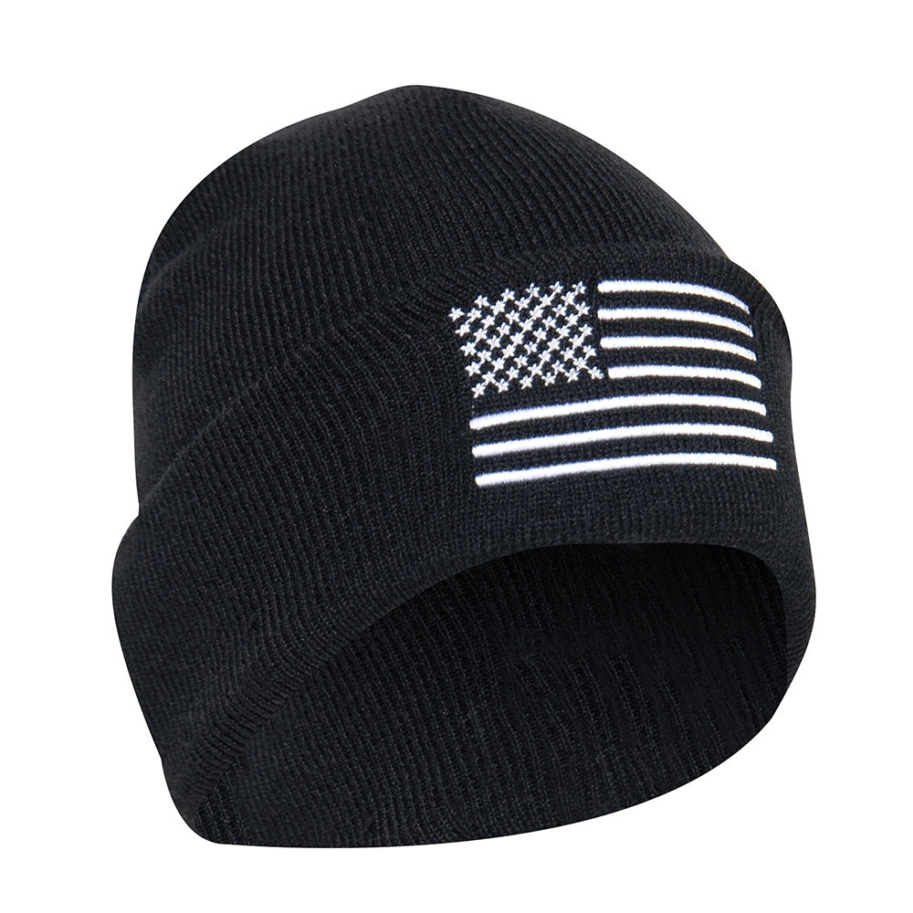Rothco Black US Flag Watch Cap - 57877