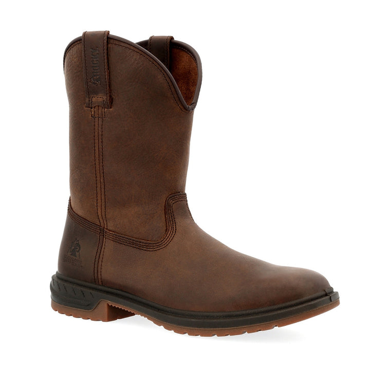 Rocky Worksmart Square Toe Unlined Pull On Slip Resistant Western Work Boot RKW0346