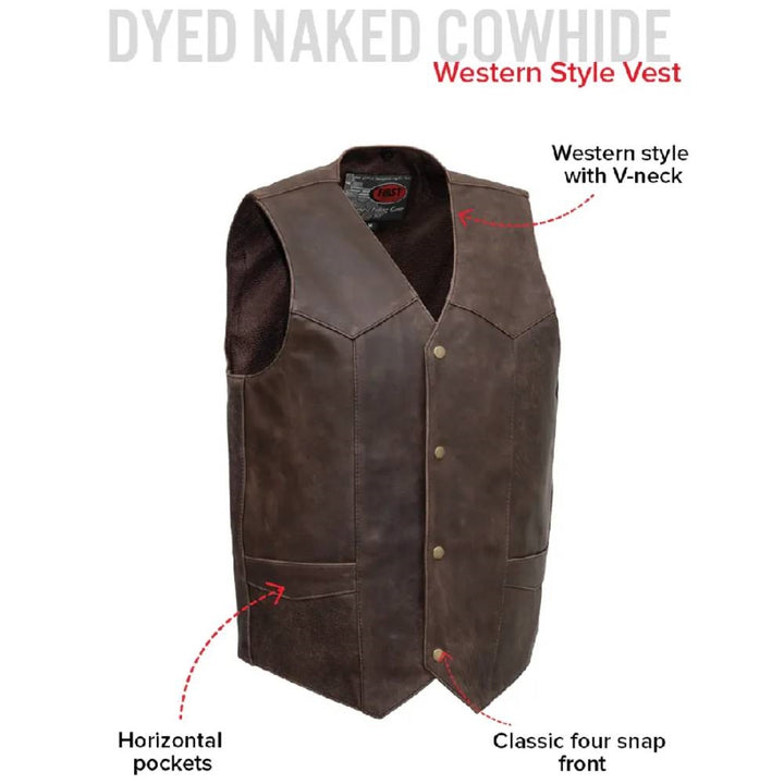 Motorcycle Western Style Leather Vest FIM643CCB