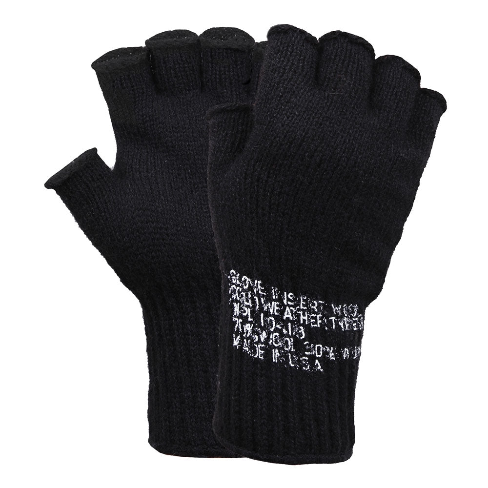 Rothco Black  Fingerless Wool Gloves 8411